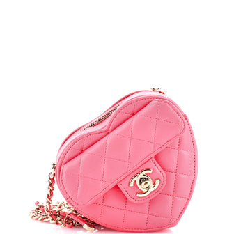 Chanel CC in Love Heart Clutch with Chain Quilted Lambskin