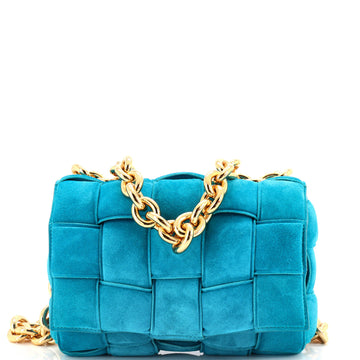 Bottega Veneta Cassette Chain Crossbody Bag Padded Maxi Intrecciato Suede