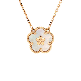Van Cleef & Arpels Lucky Spring Plum Blossom Pendant Necklace 18K Rose Gold and Mother of Pearl