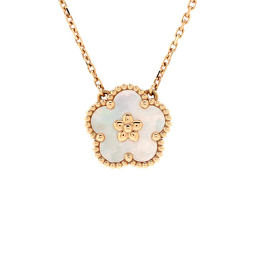 Van Cleef & Arpels Lucky Spring Plum Blossom Pendant Necklace 18K Rose Gold and Mother of Pearl
