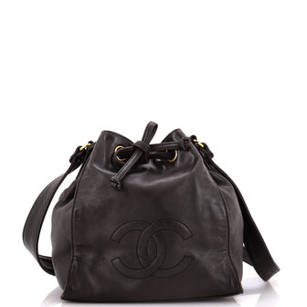 Chanel Vintage CC Drawstring Bucket Bag Caviar Small