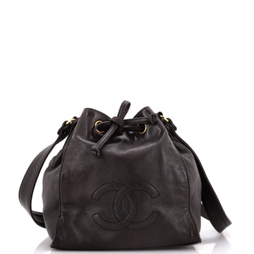 Chanel Vintage CC Drawstring Bucket Bag Caviar Small