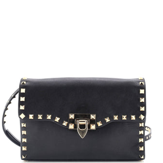 Valentino Garavani Rockstud Flip Lock Flap Bag Leather Medium