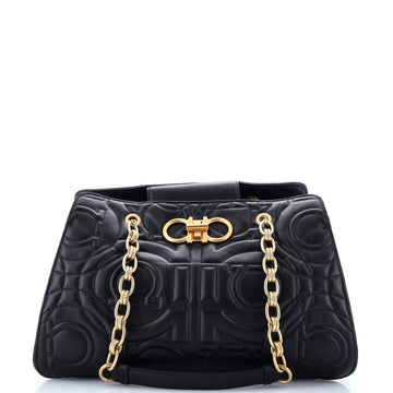 Salvatore Ferragamo Gancini Chain Tote Quilted Leather Medium
