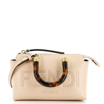 Fendi Logo By The Way Top Handle Bag Embossed Leather Mini