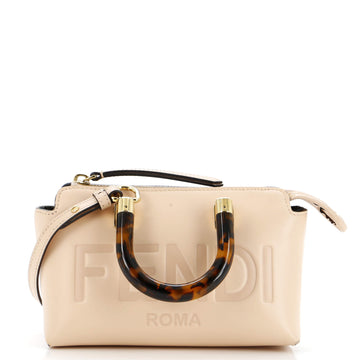 Fendi Logo By The Way Top Handle Bag Embossed Leather Mini