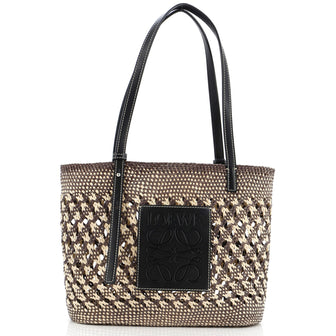 Loewe Square Basket Tote Woven Raffia Small