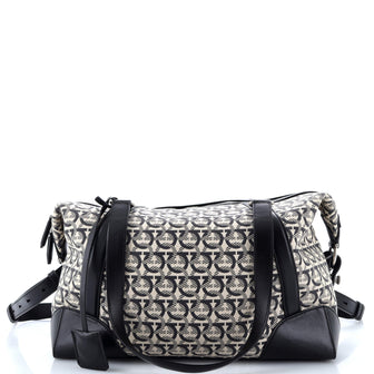 Salvatore Ferragamo Soft Duffle Bag Printed Canvas with Leather