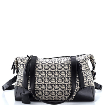 Salvatore Ferragamo Soft Duffle Bag Printed Canvas with Leather