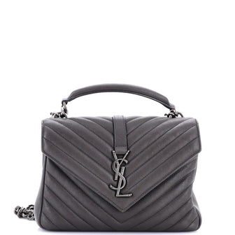 Saint Laurent Classic Monogram College Bag Matelasse Chevron Leather Medium