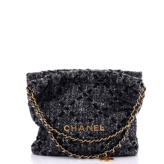 Chanel 22 Chain Hobo Wool Tweed Small