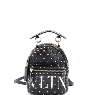 Valentino Garavani VLTN Rockstud Spike Backpack Quilted Printed Leather Mini