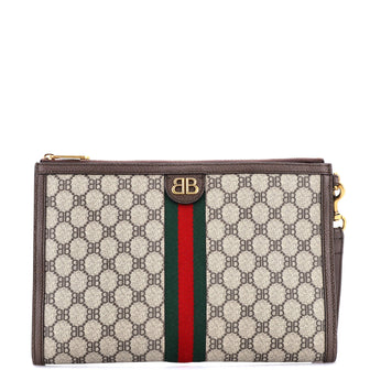 Balenciaga x Gucci The Hacker Project Web Wristlet Clutch BB Coated Canvas