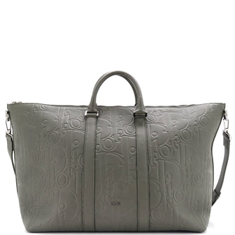 Christian Dior Weekender Convertible Tote Maxi Oblique Embossed Leather 40