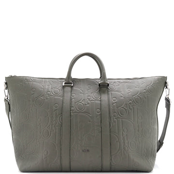 Christian Dior Weekender Convertible Tote Maxi Oblique Embossed Leather 40