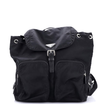 Prada Double Pocket Buckle Backpack Tessuto Medium