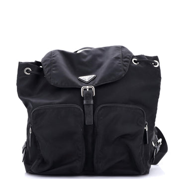 Prada Double Pocket Buckle Backpack Tessuto Medium