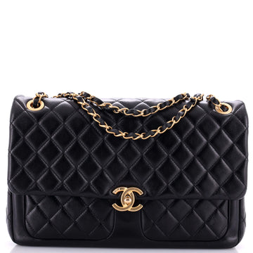 Chanel Double Pocket Flap Bag Quilted Calfskin Maxi