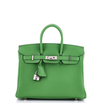 Hermes Birkin Handbag Green Togo with Palladium Hardware 25