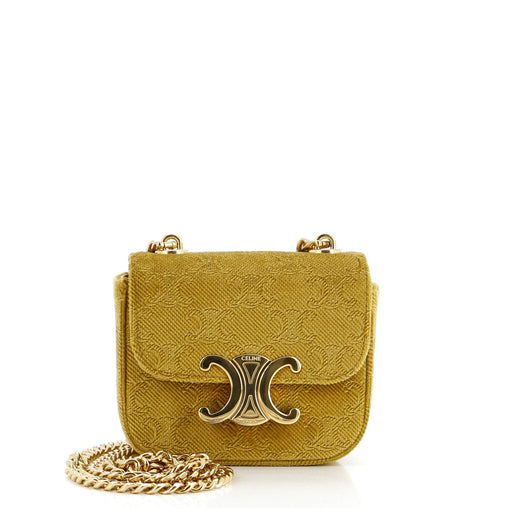 セリーヌ Celine Claude Chain Shoulder Bag Triomphe Velvet Mini 322320