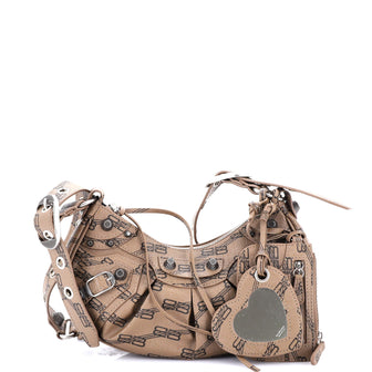 Balenciaga Le Cagole Giant Studs Shoulder Bag BB Monogram Coated Canvas XS