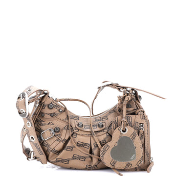 Balenciaga Le Cagole Giant Studs Shoulder Bag BB Monogram Coated Canvas XS