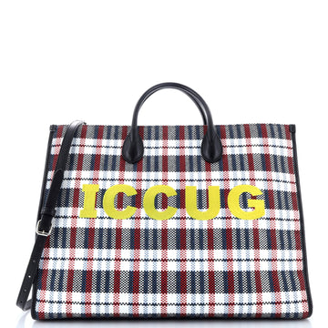 Gucci ICCUG Tote Embroidered Faux Raffia Large