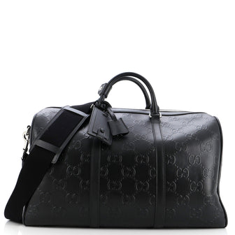 Gucci Convertible Duffle Bag GG Embossed Perforated Leather Large