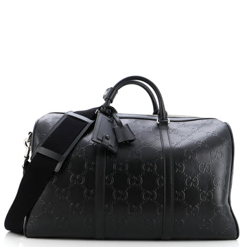 Gucci Convertible Duffle Bag GG Embossed Perforated Leather Large