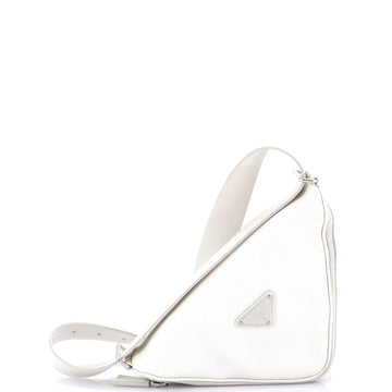 Prada Triangle Logo Zip Around Shoulder Bag Saffiano Leather