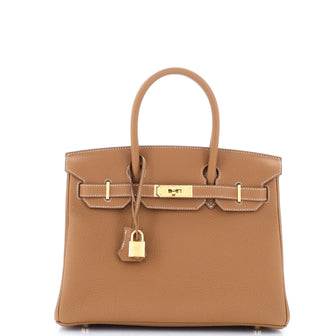Hermes Birkin Handbag Brown Togo with Gold Hardware 30