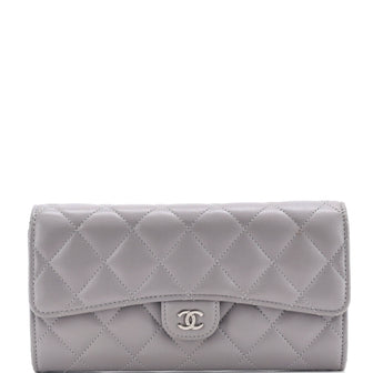 Chanel CC Gusset Classic Flap Wallet Quilted Lambskin Long