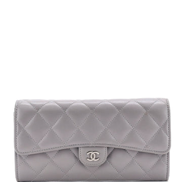 Chanel CC Gusset Classic Flap Wallet Quilted Lambskin Long