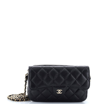 Chanel Classic Flap Phone Holder with Chain Quilted Caviar