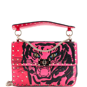 Valentino Garavani Rockstud Spike Flap Bag Embroidered Quilted Leather Medium
