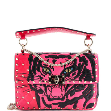 Valentino Garavani Rockstud Spike Flap Bag Embroidered Quilted Leather Medium