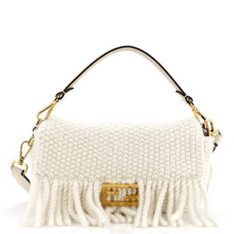 Fendi Baguette NM Bag Knit Wool with Fringe Medium
