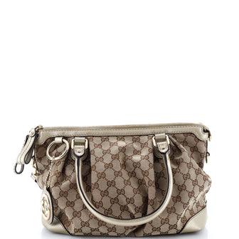 Gucci Sukey Top Handle Satchel GG Canvas with Leather Medium