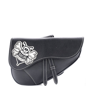 Christian Dior Shawn Stussy Saddle Crossbody Bag Leather with Applique