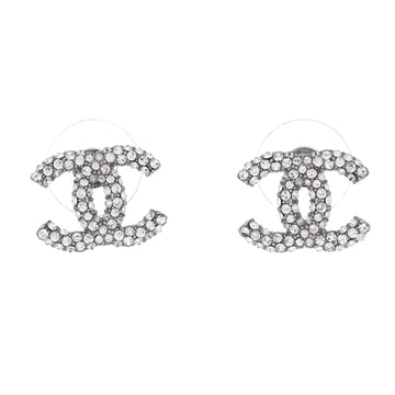 Chanel CC Stud Earrings Metal with Crystals