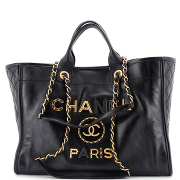 Chanel Deauville Tote Embellished Shiny Calfskin Medium