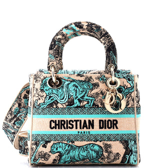 Christian Dior Lady D-Lite Bag Embroidered Canvas Medium