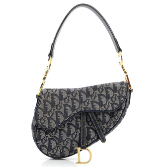 Christian Dior Vintage Saddle Bag Diorissimo Canvas Medium