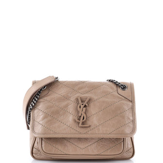 Saint Laurent Niki Chain Flap Bag Matelasse Chevron Leather Baby