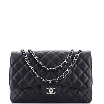 Chanel Classic Single Flap Bag Quilted Caviar Jumbo
