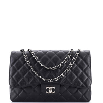 Chanel Classic Single Flap Bag Quilted Caviar Jumbo