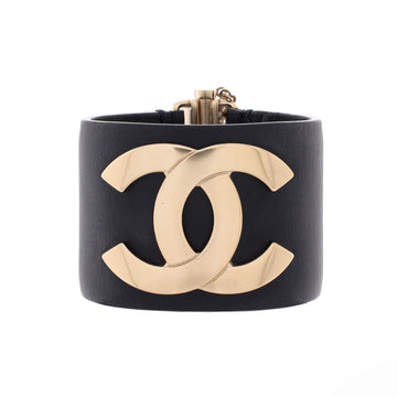 Chanel CC Cuff Bracelet Leather with Metal