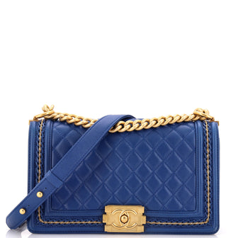 Chanel Boy Flap Bag Quilted Lambskin with Chain Detail Old Medium