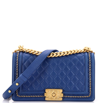 Chanel Boy Flap Bag Quilted Lambskin with Chain Detail Old Medium