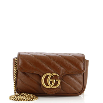 Gucci GG Marmont Flap Bag Diagonal Quilted Leather Super Mini